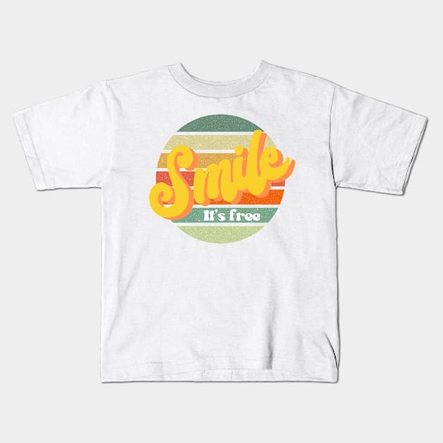 Smile- It's free! Retro Sunset Kids T-Shirt by Look Up Tees